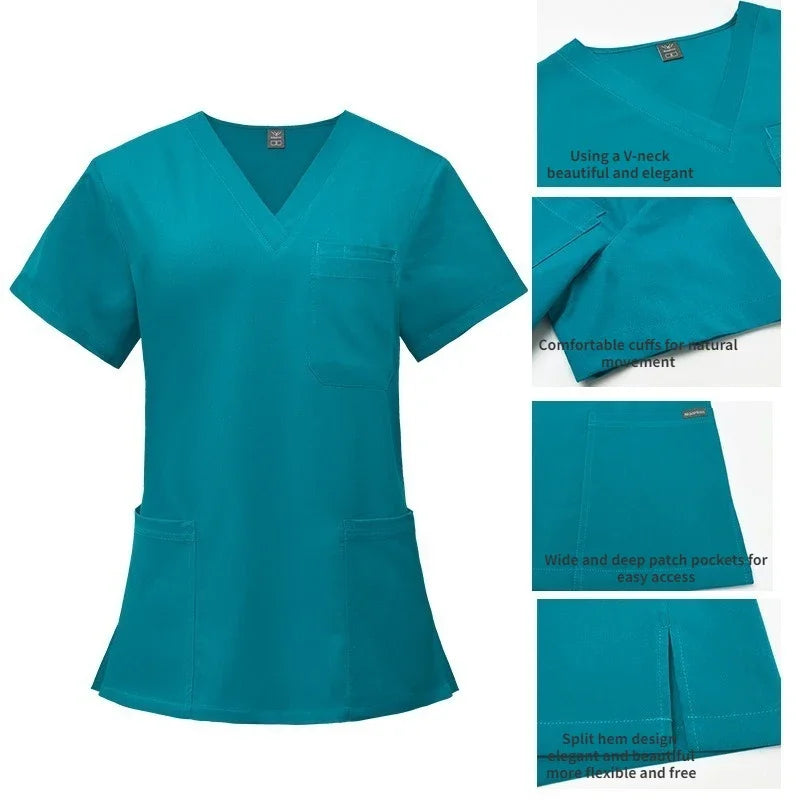 Cralom Stretch Scrub Set: Top & Pants With Pocket, Premium Nurse Doctor Uniform