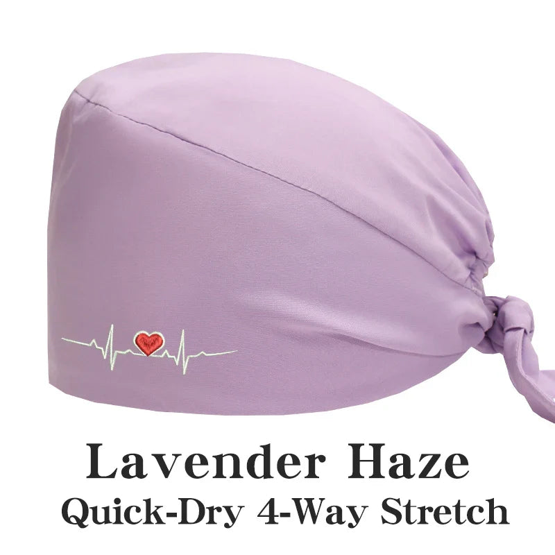 Cralom Embroidered Stretch Medical Hat Surgical Cap for Women