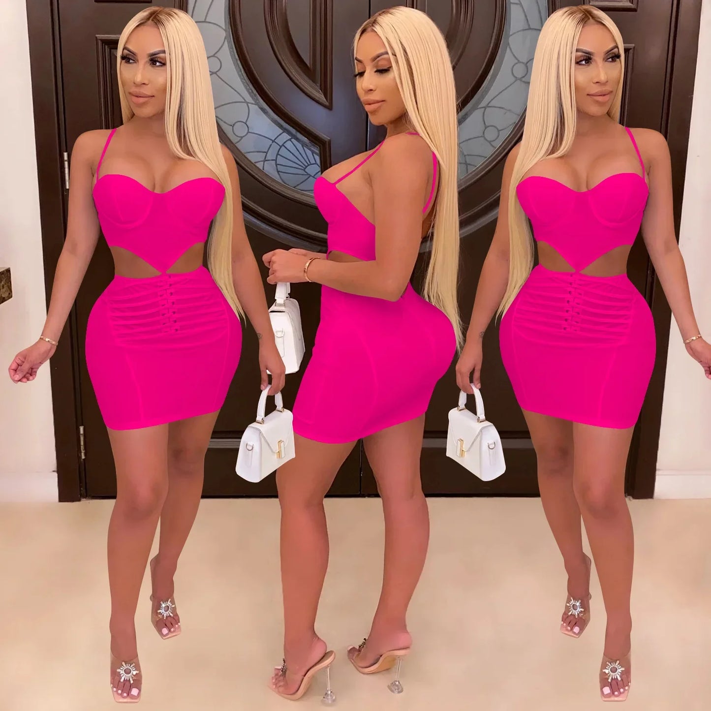 Cralom Sexy Solid Color Suspender Dress - Summer 2025