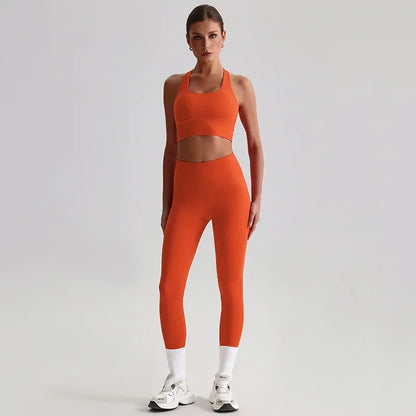 Cralom Seamless Yoga Set: Backless Sports Bra & Booty-Lifting Leggings