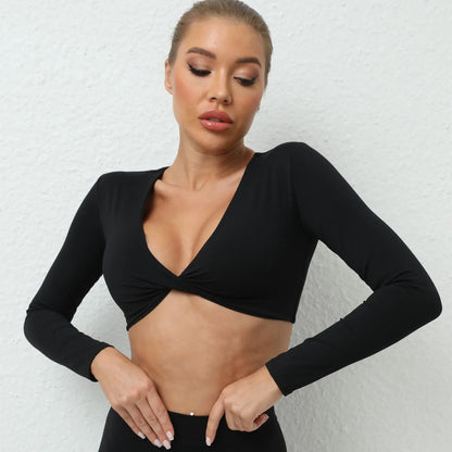 Cralom Seamless Long Sleeve Yoga Top for Women | Naked Feel Fitness Tee