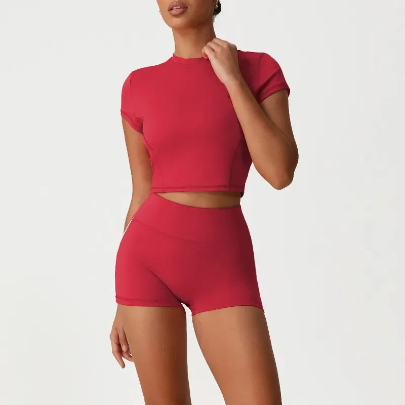 Cralom Seamless Yoga Set: Naked Feel Tee & Booty-Lifting Leggings