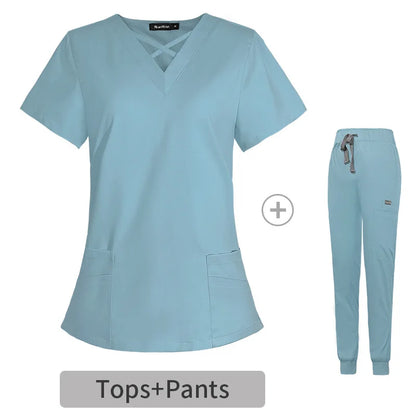Cralom Anesthetist Scrubs Set: Tops & Jogger Pants - Operating Room Workwear
