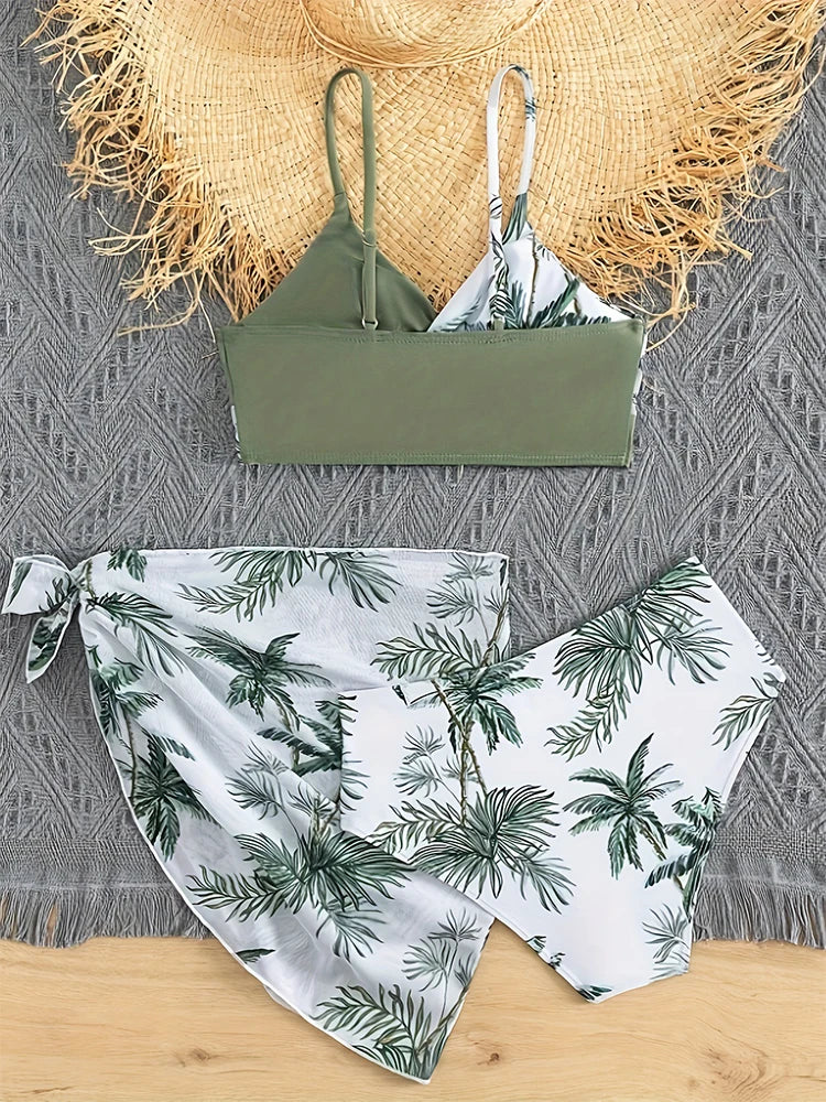 Cralom Young Girl 3-Piece Bikini Set - Big Girl Separated Swimsuit