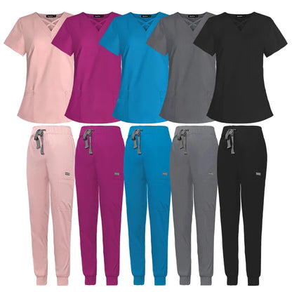 Cralom Anesthetist Scrubs Set: Tops & Jogger Pants - Operating Room Workwear