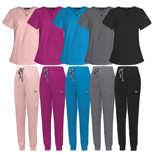 Cralom Anesthetist Scrubs Set: Tops & Jogger Pants - Operating Room Workwear