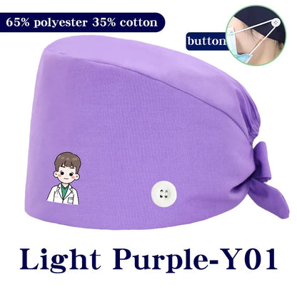 Cralom Cartoon Printed Surgical Scrub Caps for Medical & Pet Grooming Pros