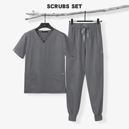 Cralom Pet Shop Medical Scrubs Set for Women with Short Sleeves