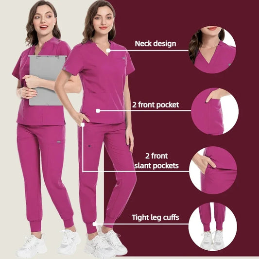 Cralom Women's Pet Shop Doctor Scrub Set - Multicolor Medical Workwear