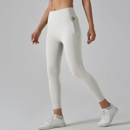 Cralom High Waist Yoga Pants with Side Pockets & Hip Scrunch
