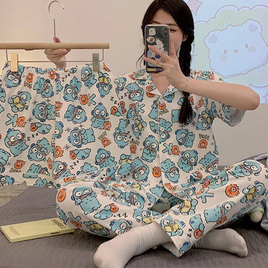 Cralom Hangyodon Pajama Set for Women: Loose, Casual, 3-Piece Loungewear Collection