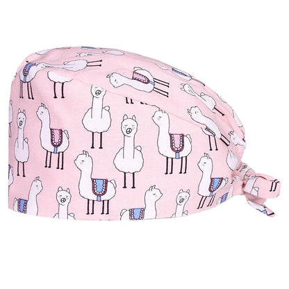 Cralom Cartoon Print Cotton Scrub Caps for Pet Grooming & Medical Professionals