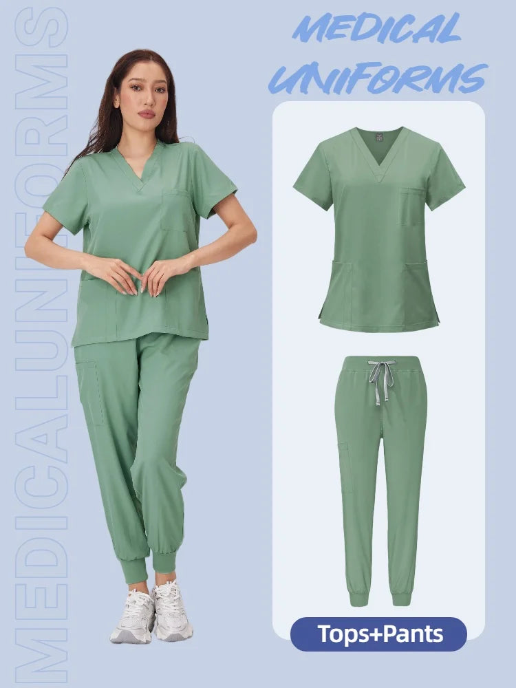 Cralom Anti-Wrinkle Nurse Scrubs Set with Pockets