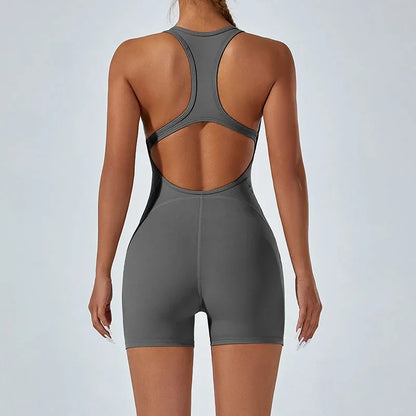 Cralom Beauty Back Sports Jumpsuit: Tight-Fit Yoga Set for Women, Hip Lifting & Backless.