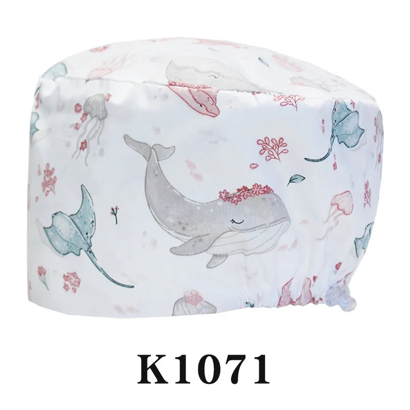 Cralom Cartoon Print Scrub Cap - Comfortable Women's Nurse Hat