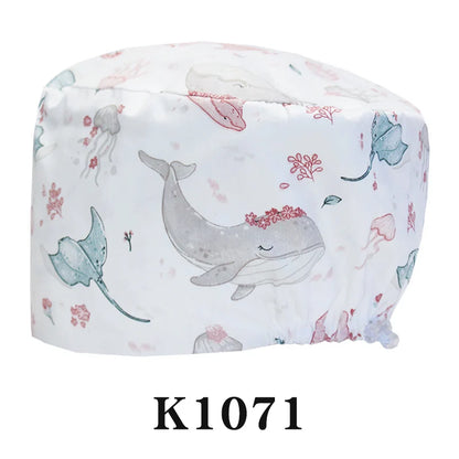 Cralom Cartoon Print Scrub Cap - Comfortable Women's Nurse Hat