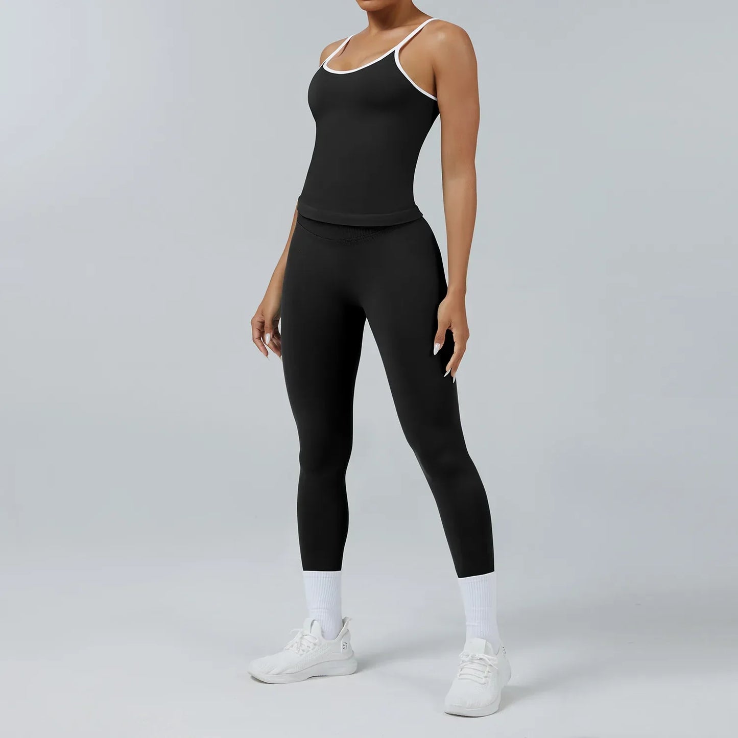 Cralom Yoga Set: Backless Sports Vest & Quick-Dry Leggings for Gym & Pilates