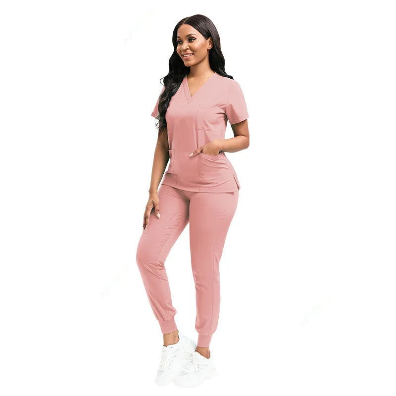 Cralom Stretch Scrub Set: Top & Pants With Pocket, Premium Nurse Doctor Uniform