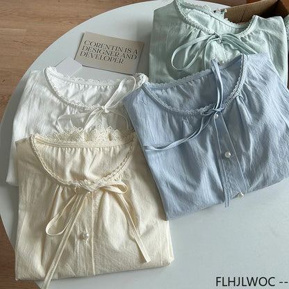 Cralom Lace Peplum Top - Short Sleeve Ruffles Hollow Out White Shirt