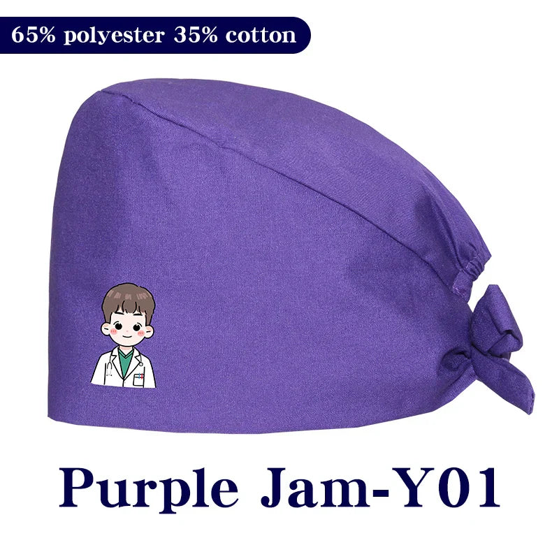 Cralom Cartoon Printed Surgical Scrub Caps for Medical & Pet Grooming Pros