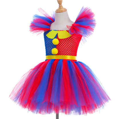 Cralom Circus Clown Costume Tutu Dress for Kids Carnival Party Halloween