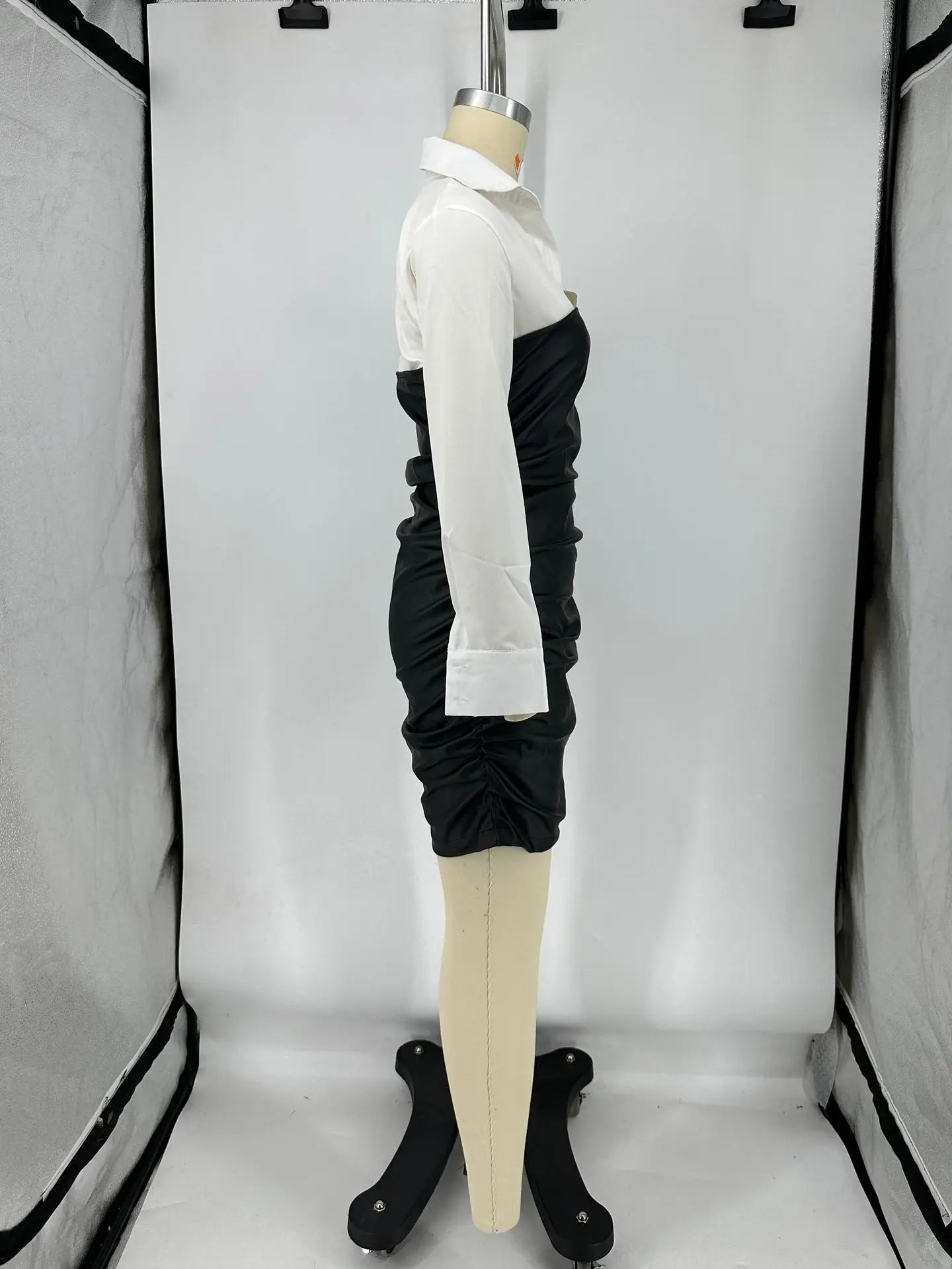 Cralom Patchwork Pleated Mid Skirt for Women