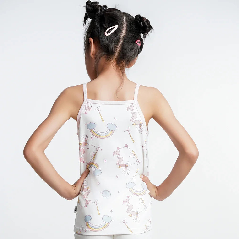 Girls Cotton Singlet Tops Breathable Tank by Cralom - Kids Cartoon Camisole Undershirt