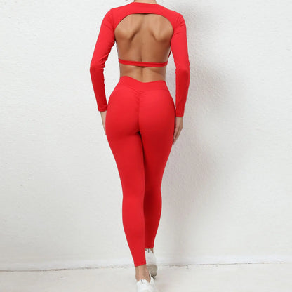 Cralom 2pcs Gym Set: Crop Top & Leggings Workout Yoga Suit for Women