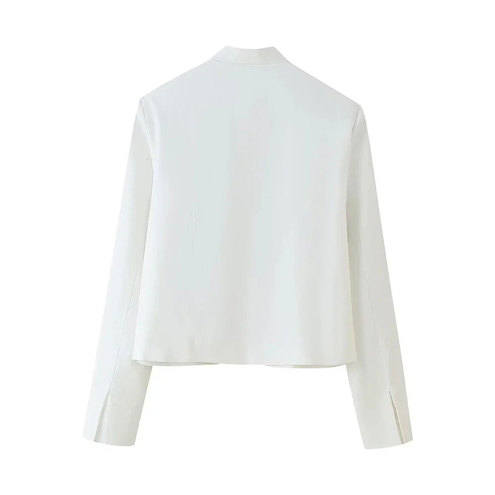 Cralom Embroidery Short Jackets O Neck Long Sleeve Coats Female
