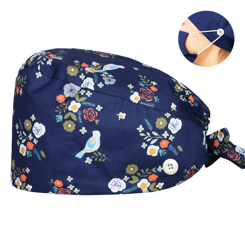 Cralom Cotton Scrub Caps with Sweatband for Medical Professionals