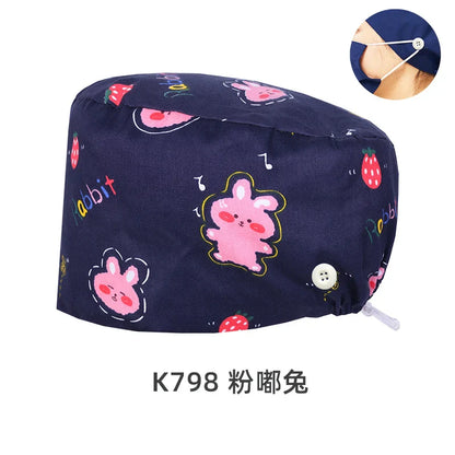 Cralom Dental Patterned Scrub Cap – Adjustable Surgical Work Hat for Nurses & Doctors