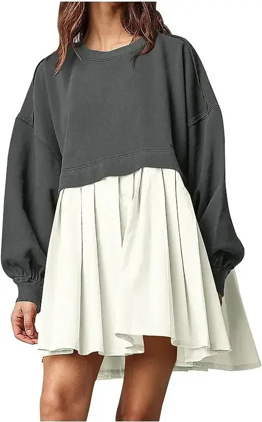 Cralom Color Blocked Pleated Dress for Autumn 2024