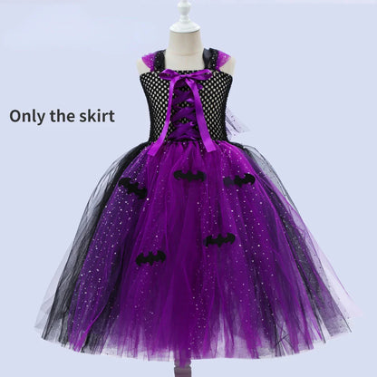 Cralom Sequins Mesh Bubble Skirt: Easter Bat Cosplay Dress for Witch Role