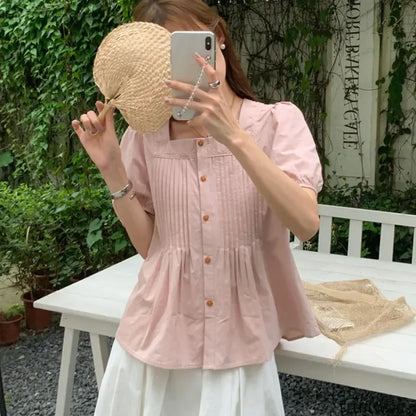 Cralom Ruffles Cotton Tops: Summer Sweet Style for Women