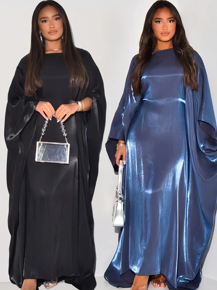 Helynys Butterfly Satin Maxi Abaya - Luxurious Dubai Kaftan Dress