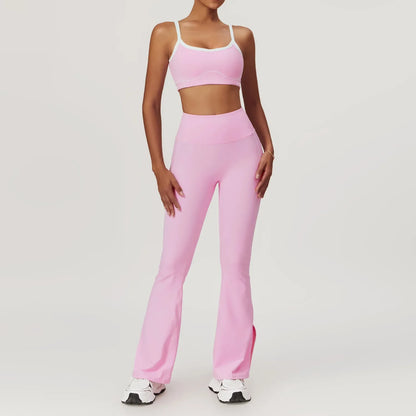 Cralom Summer Yoga Set for Women: 2 Piece Tight Fit Sports Suit