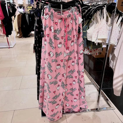 Cralom Hello Kitty Women's Loose Pink Sleep Pants
