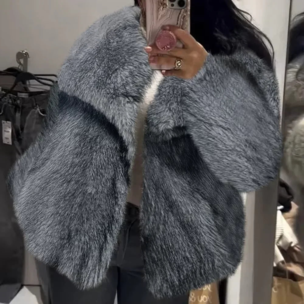 Cralom Lapel Patchwork Button Jacket - Solid Stylish Coat for Women