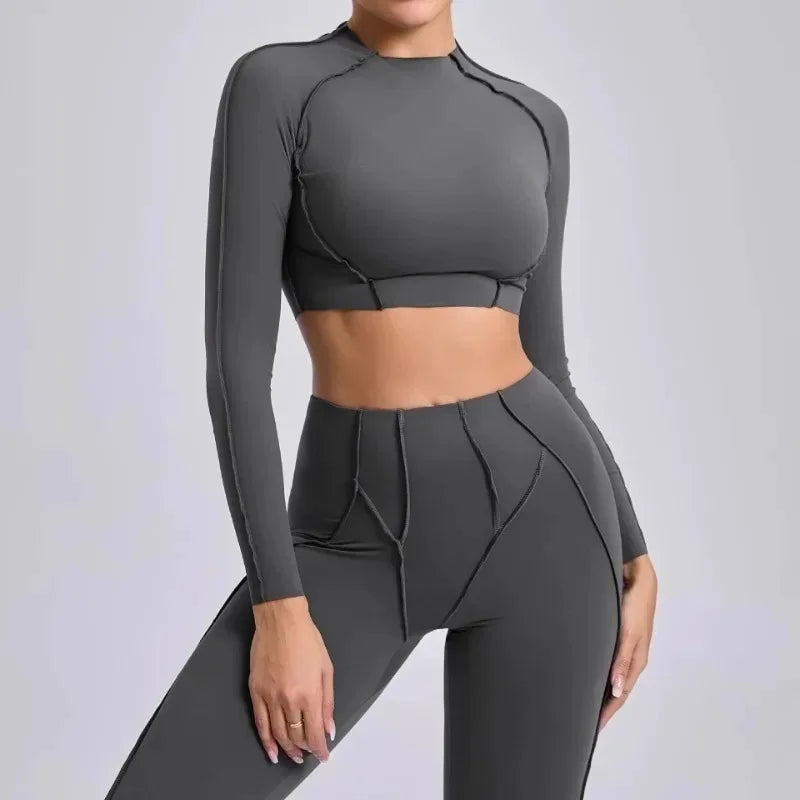 Cralom Seamless Yoga Long Sleeve T-Shirt: High Elasticity & Quick Dry Fitness Top