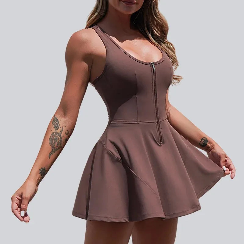 Cralom Seamless Yoga Dress with Anti-Slip Shorts for Gym and Tennis
