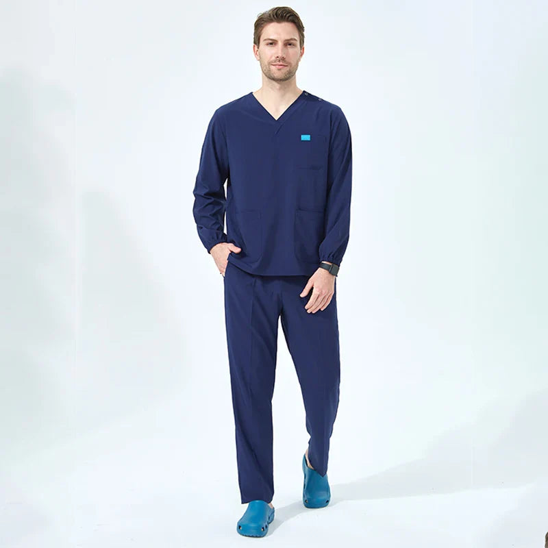 Cralom Unisex Scrub Top & Drawstring Pant Set for Medical, Beauty & Spa