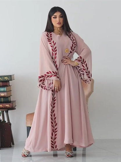 Pink Kaftan Robe for Modest Muslim Women by Cralom: Elegant Abaya Dress Hijab Islam