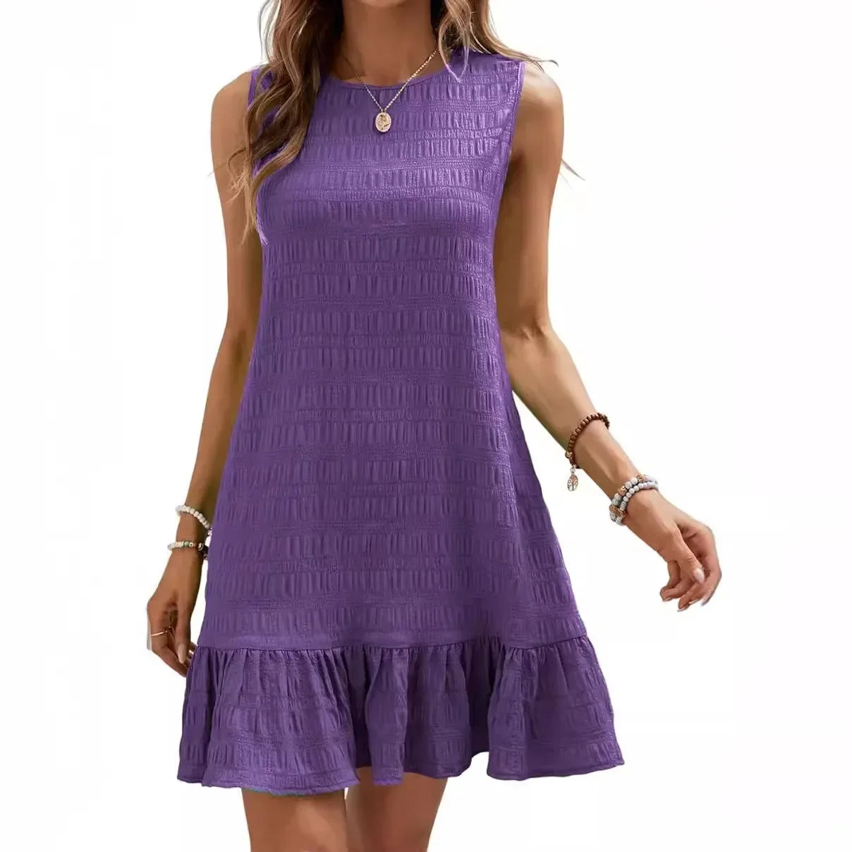 Cralom Women's Summer A-Line Midi Dress - Elegant Vintage Casual Loose Short Dresses