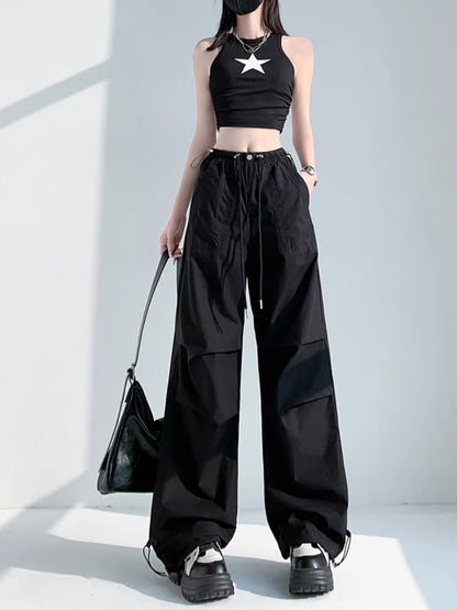 Cralom Vintage Cargo Capris with Pockets & Lace-Up Detail