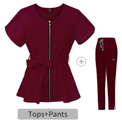 Cralom Beauty Workwear Set: Elastic Blouse & Straight Pants for Women