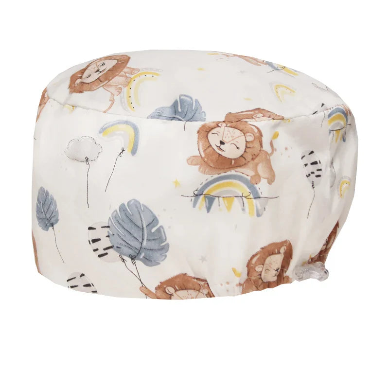 Cralom Cartoon Animals Unisex Surgical Scrub Caps for Medical Professionals