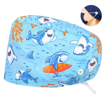 Cralom Dental Patterned Scrub Cap – Adjustable Surgical Work Hat for Nurses & Doctors