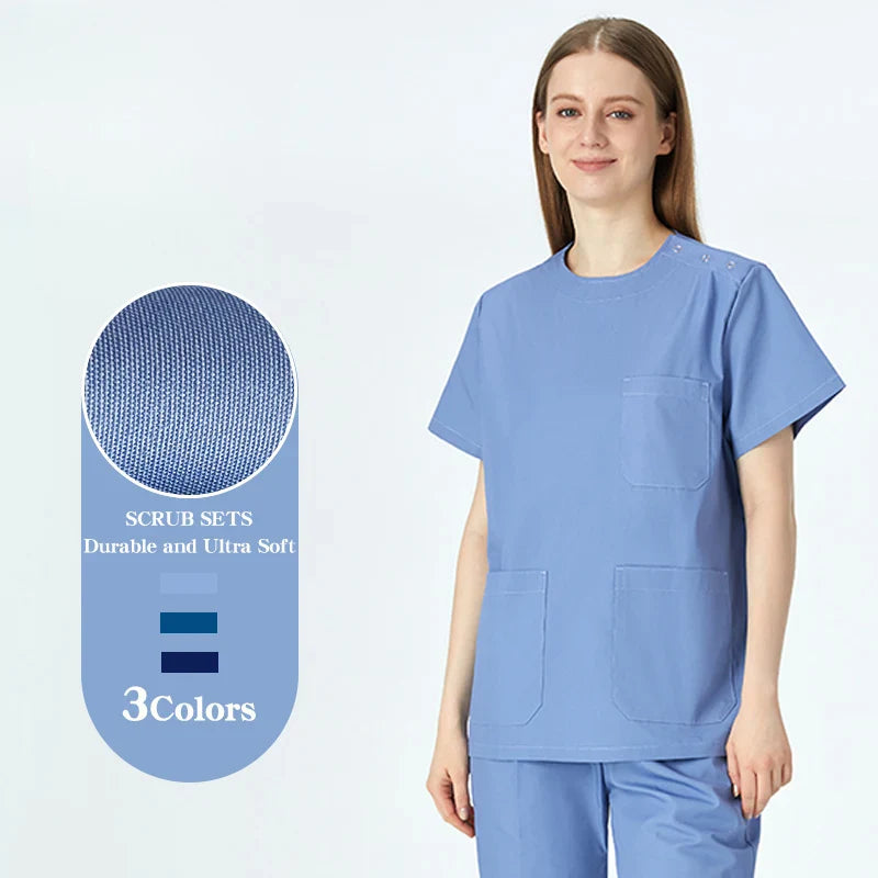 Cralom Women's Crew Neck Scrub Set - 3 Pocket Solid Workwear
