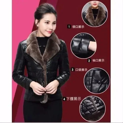 Cralom Vintage Fur Coat: Luxe Winter Biker Jacket for Women