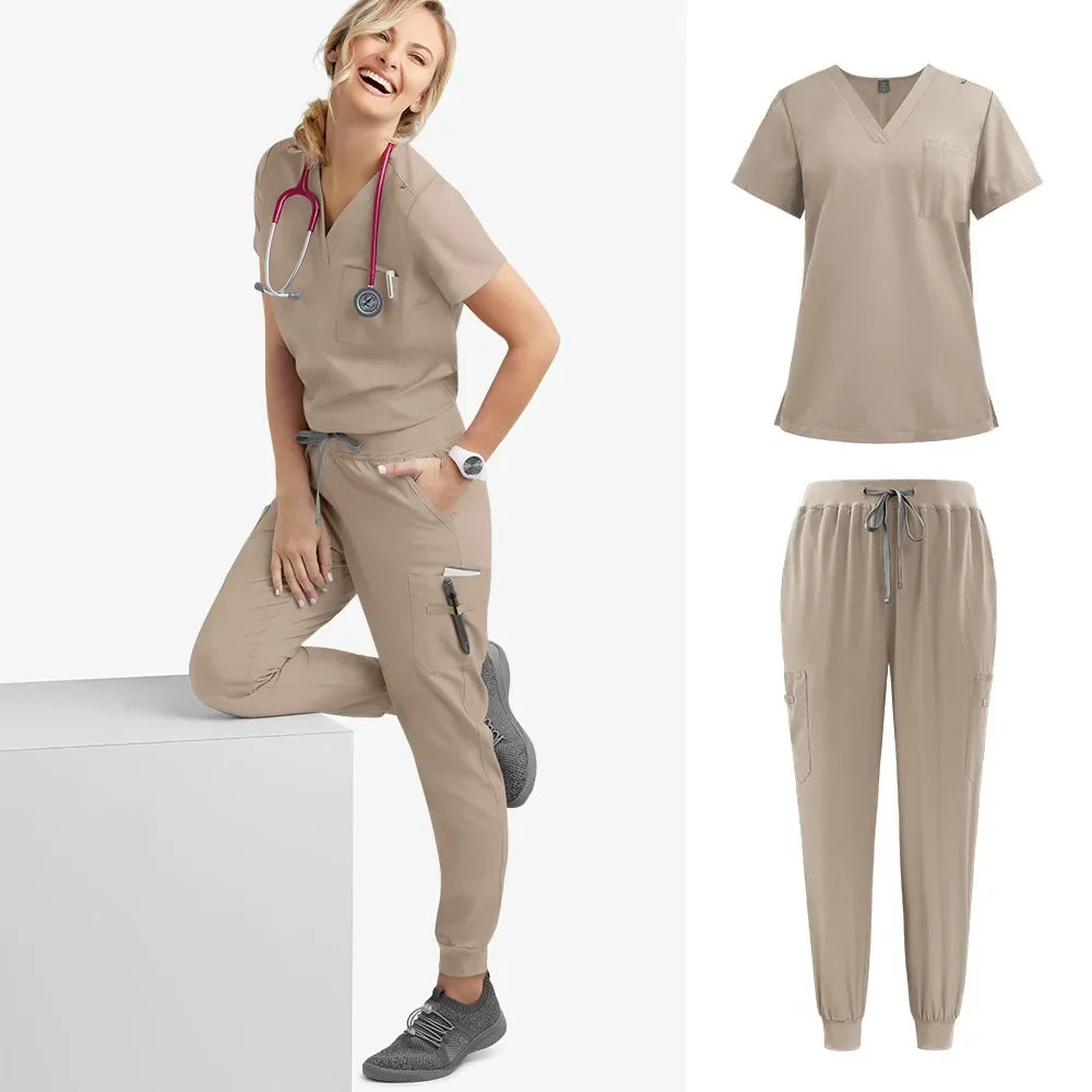 Cralom Multicolour Jogger Scrubs Set with Pocket Pants